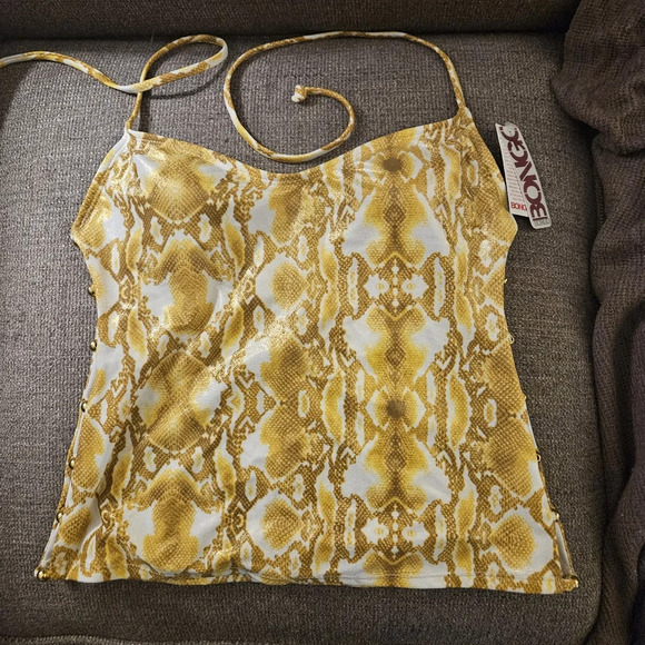 Bongo Bathing Suit Swim Top M Juniors Gold and White - Picture 1 of 8